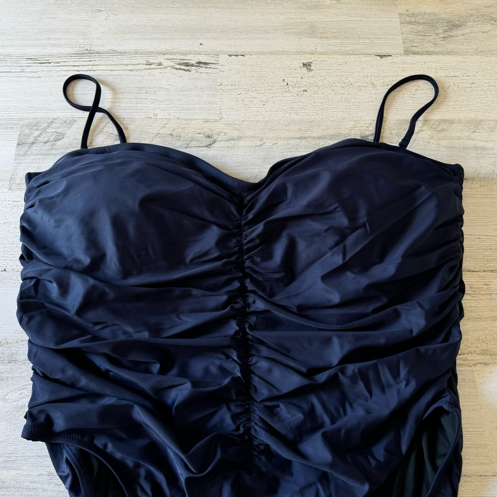 NWT J. Crew BF176 Ruched sweetheart One Piece Swimsuit Bathing Suit NAVY - Picture 3 of 7